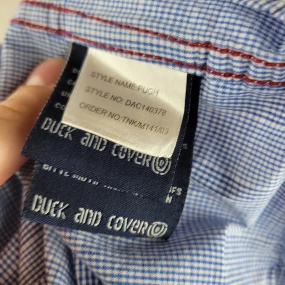 DUCK & COVER UK blue plaid cotton shirt, pocket detail - Picture 6 of 6